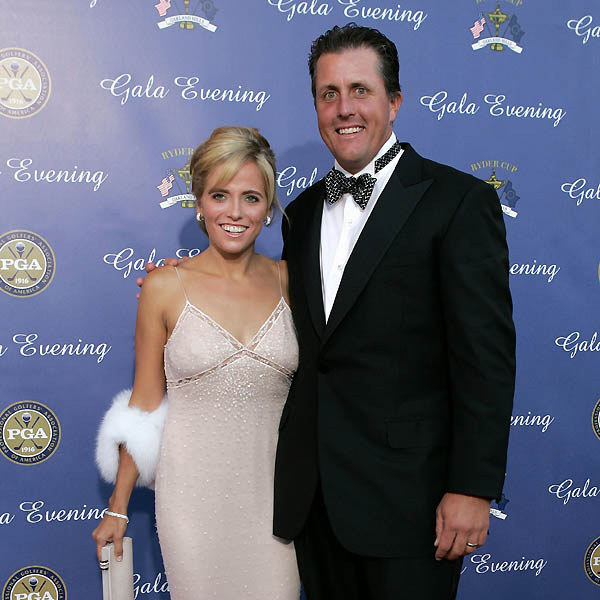DETROIT - SEPTEMBER 15: USA team player Phil Mickelson with his wife Amy Mickelson arriving at the 35th Ryder Cup Matches Gala Dinner at the Fox Theater on September, 15 2004 in Detroit, Michigan. (Photo by Andrew Redington/Getty Images) *** Local Caption *** Phil Mickelson;Amy Mickelson